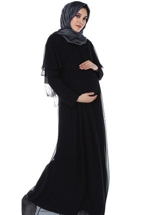 Melek Kol Tesettür Hamile Elbisesi Siyah ML010300X