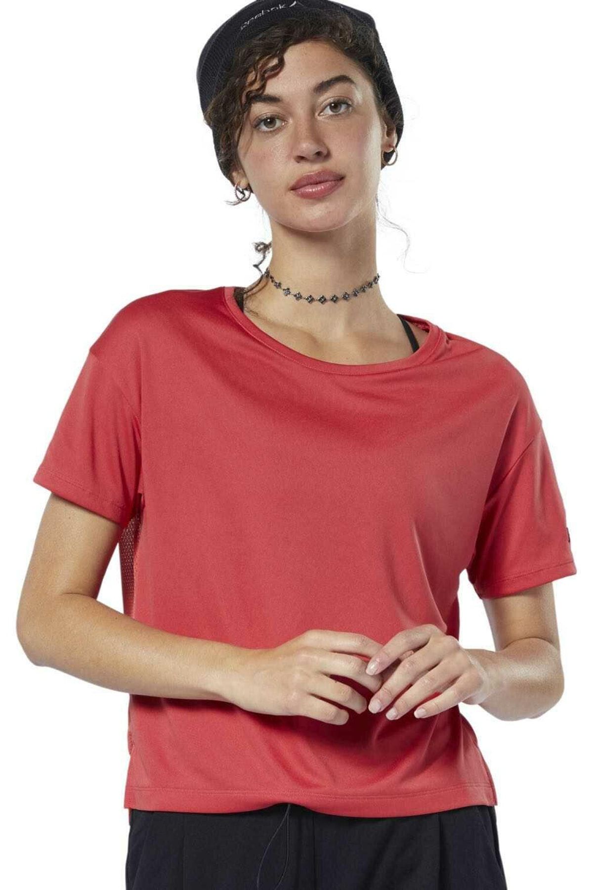 تی شرت صورتی یقه گرد مدل کوتاه طرح ساده آستین کوتاه زنانه ریباک Reebok (برند انگلستان)
