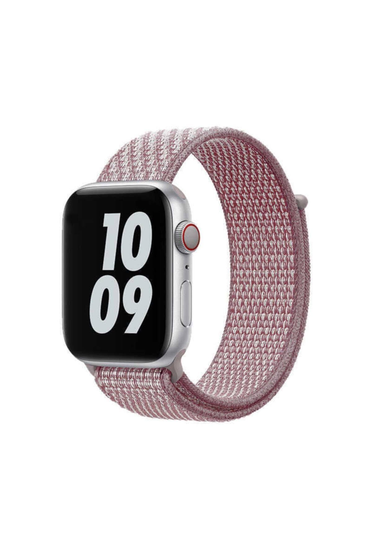 Apple Watch Uyumlu 40mm Sport Loop Hasır Kordon - Pembe