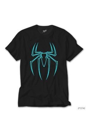 Spiderman Blue Logo Siyah Tişört ZT2742