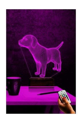 3d Ilizyon Led Lamba Masa Gece Lambası 16 Renk Kumandalı Köpek Tasarım 3DLM071