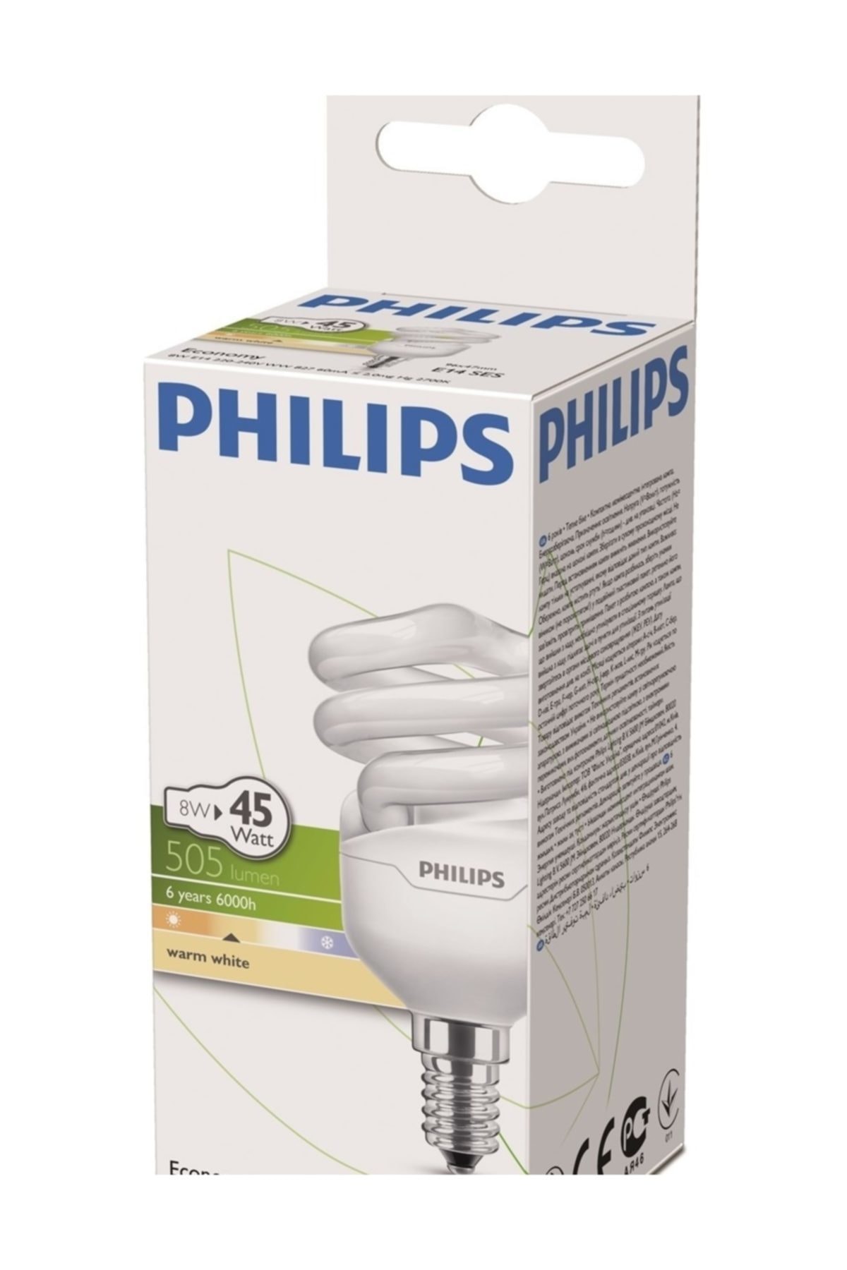 Philips Economytwister 8w Sarı Işık E14 Ince Duy GU7045