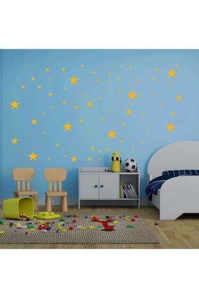 Çoçuk Odası Ve Oda Süslemeleri Için 78 Adet Yıldız Duvar Sticker - Sarı STK1256