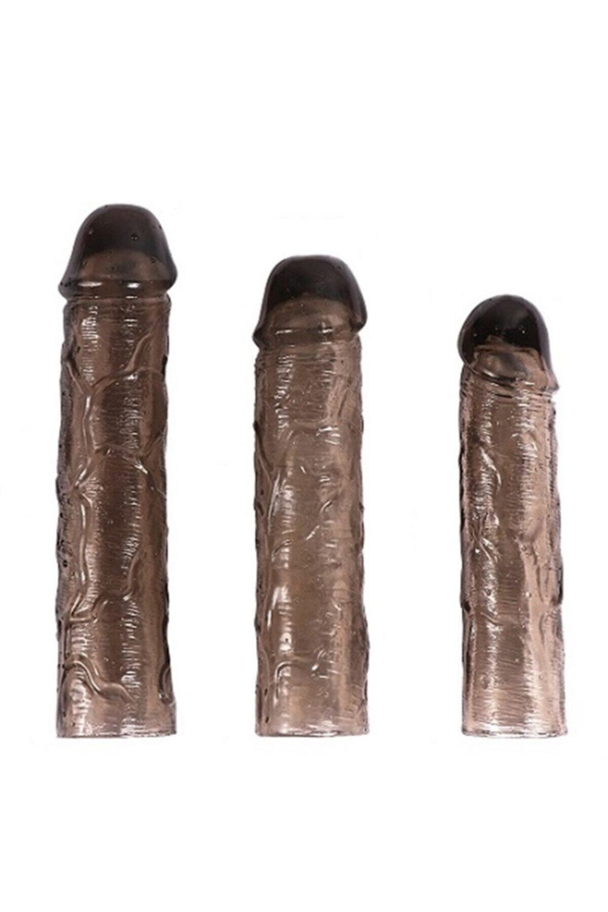 Ucu Dolgulu Uzatmalı 3'lü Zenci Penis Kılıfı Seti