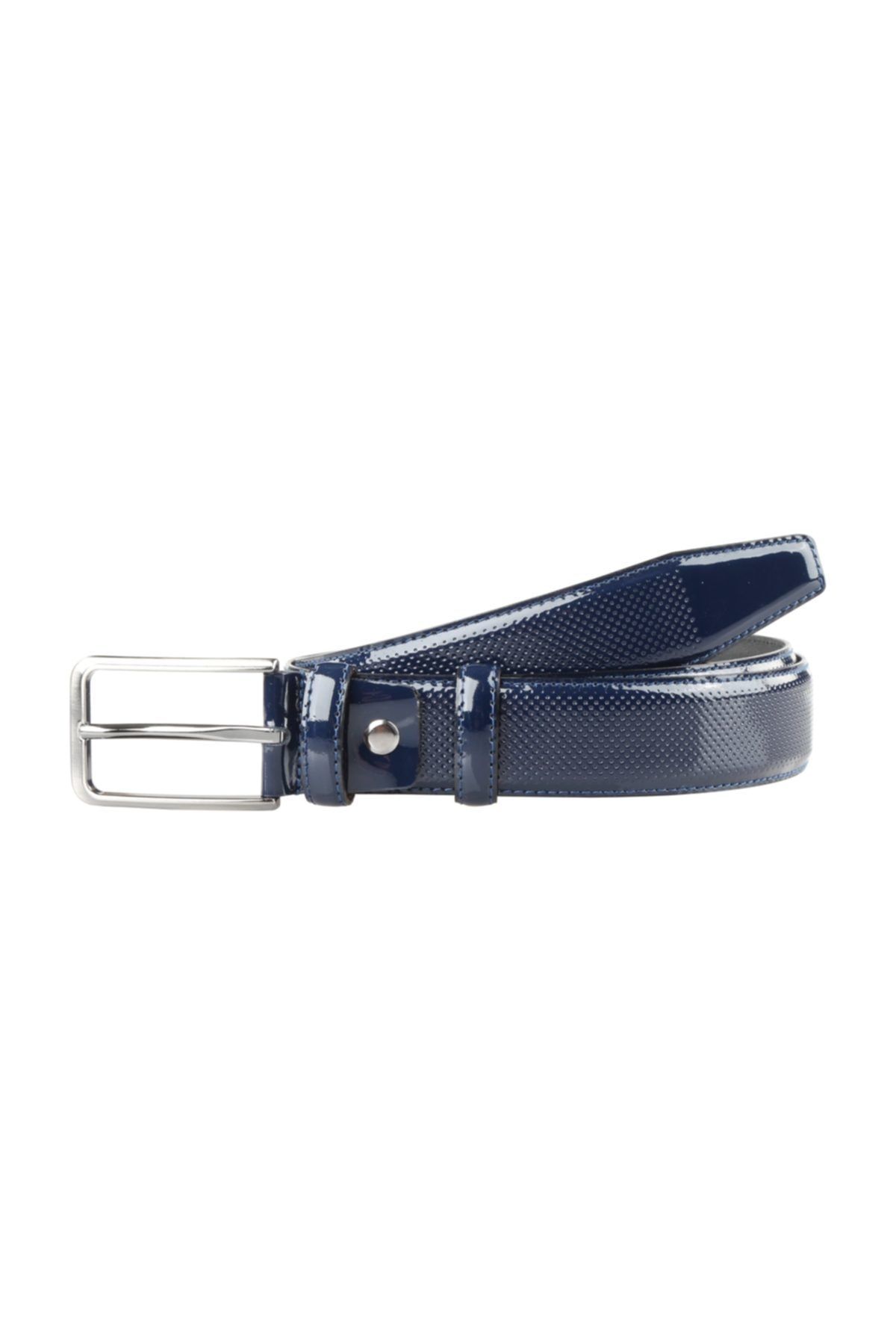 Deriza Cureaua Clasica Din Piele Lacuita Albastru Bleumarin Pentru Barbati Masculin - 105 CM