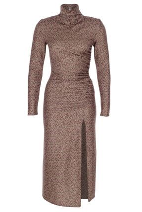 Kadın Kahverengi Desenli Elbise TYC00133815862