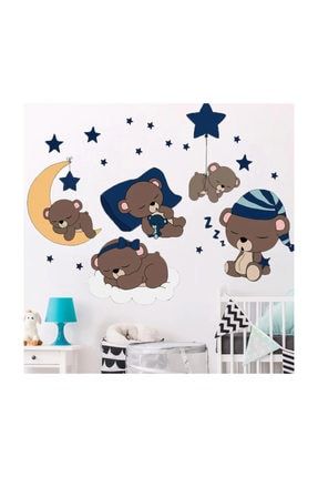 Uyuyan Sevimli Ayıcıklar Çocuk Odası Duvar Çıkartmaları KT3G343662G