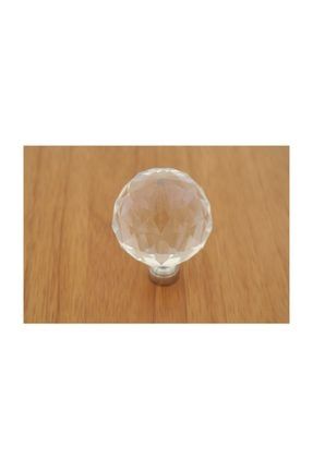 Nobel Kristal Taşlı Düğme Kulp Tek Delikli Tabanı Krom (30 mm) 5 Adet 2852