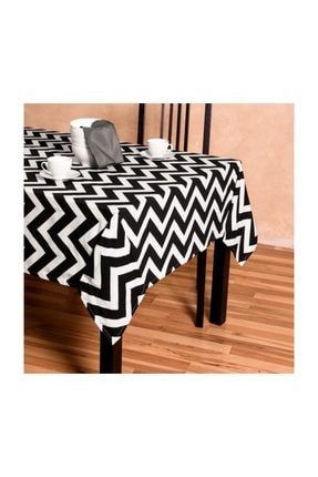 Zigzag Desen Dertsiz Mutfak Masa Örtüsü Siyah-beyaz 160cm X 300cm Dertsiz-siyah160x300cm
