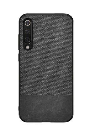 Xiaomi Mi Cc9e - Mi A3 Fabrik Serisi Kumaş Ve Deri Desen Kılıf - Siyah ALF-1521
