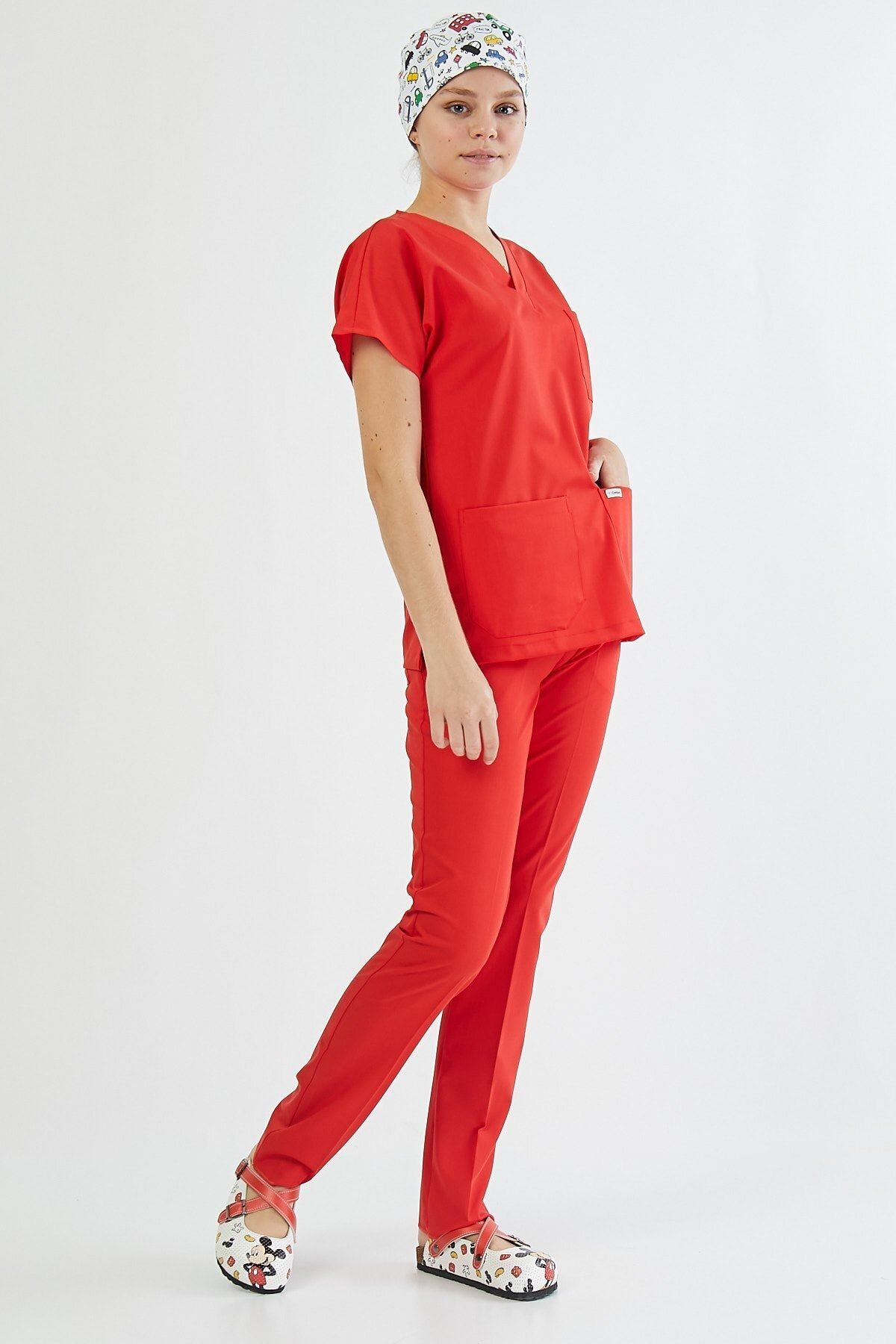 Owlet Medikal-Set uniformă chirurgicală cu flori de rodie Lycra 2