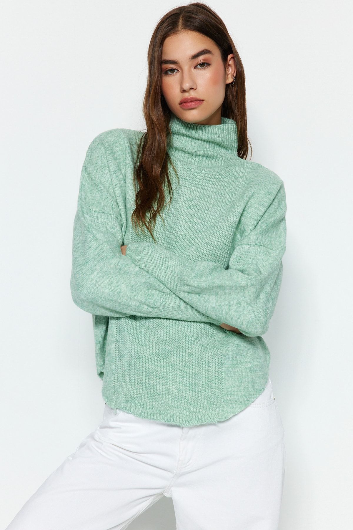 Trendyol Collection Pullover Grün Oversized FN7587