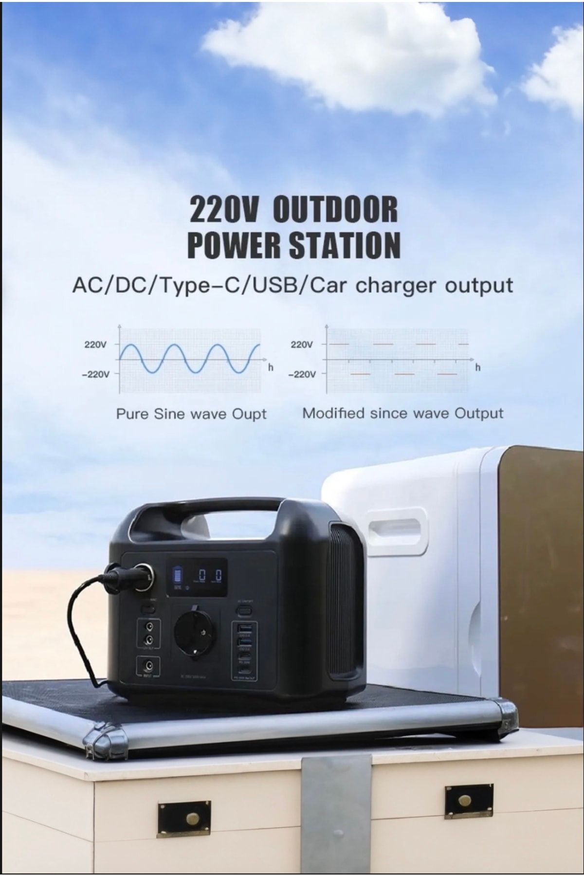 160W, TAşıNABILIR GÜNEş PANELLI LED AYDıNLATMALı, LCD EKRANLı, GÜÇ İSTASYONU