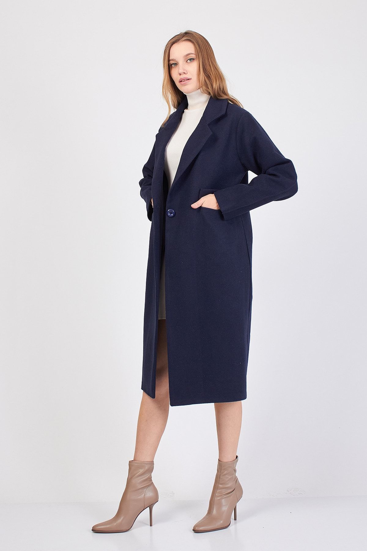 Long navy on sale duster coat