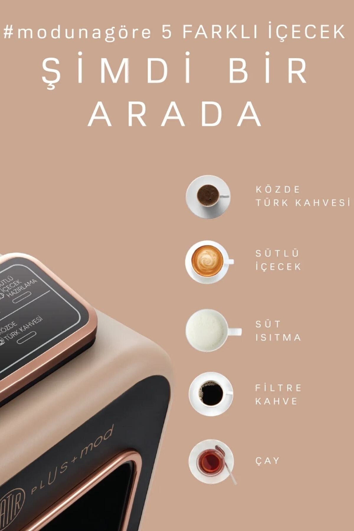 Karaca Hatır Plus Mod 5 In 1 Konuşan Kahve Ve Çay Makinesi Rosie Brown 3