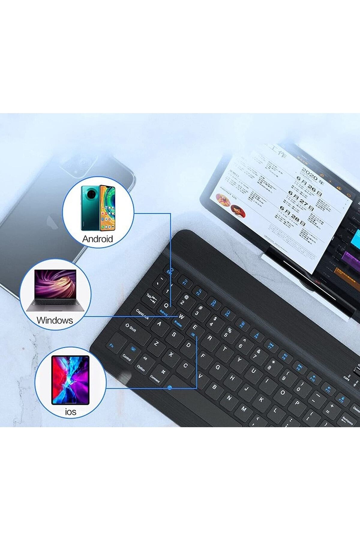 Tablet ve Telefonlar Için Şarjlı Kablosuz Türkçe Bluetooth Klavye 2