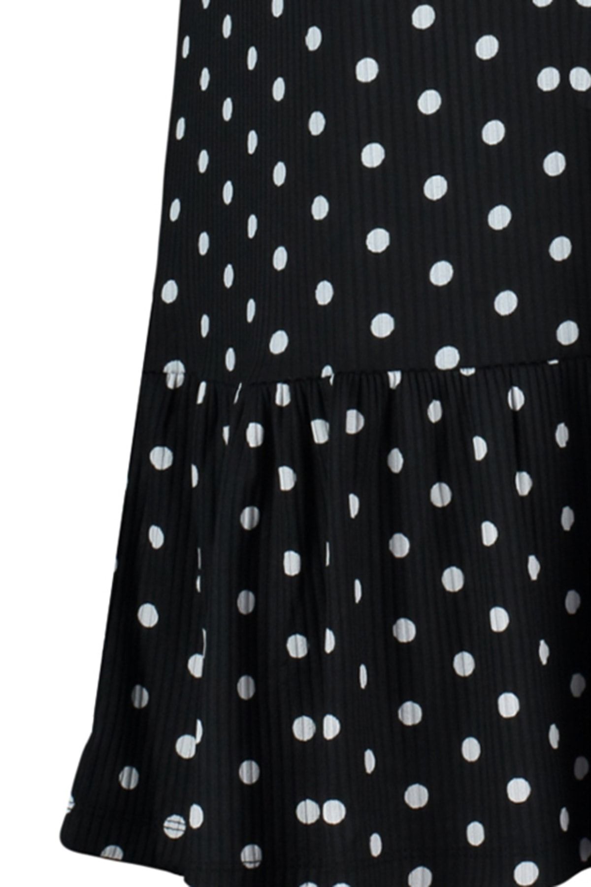 Trendyol Collection-Schwarzes, gepunktetes, ärmelloses, flexibles Strickkleid mit Rüschen und Volants TWOSS22EL0794 7