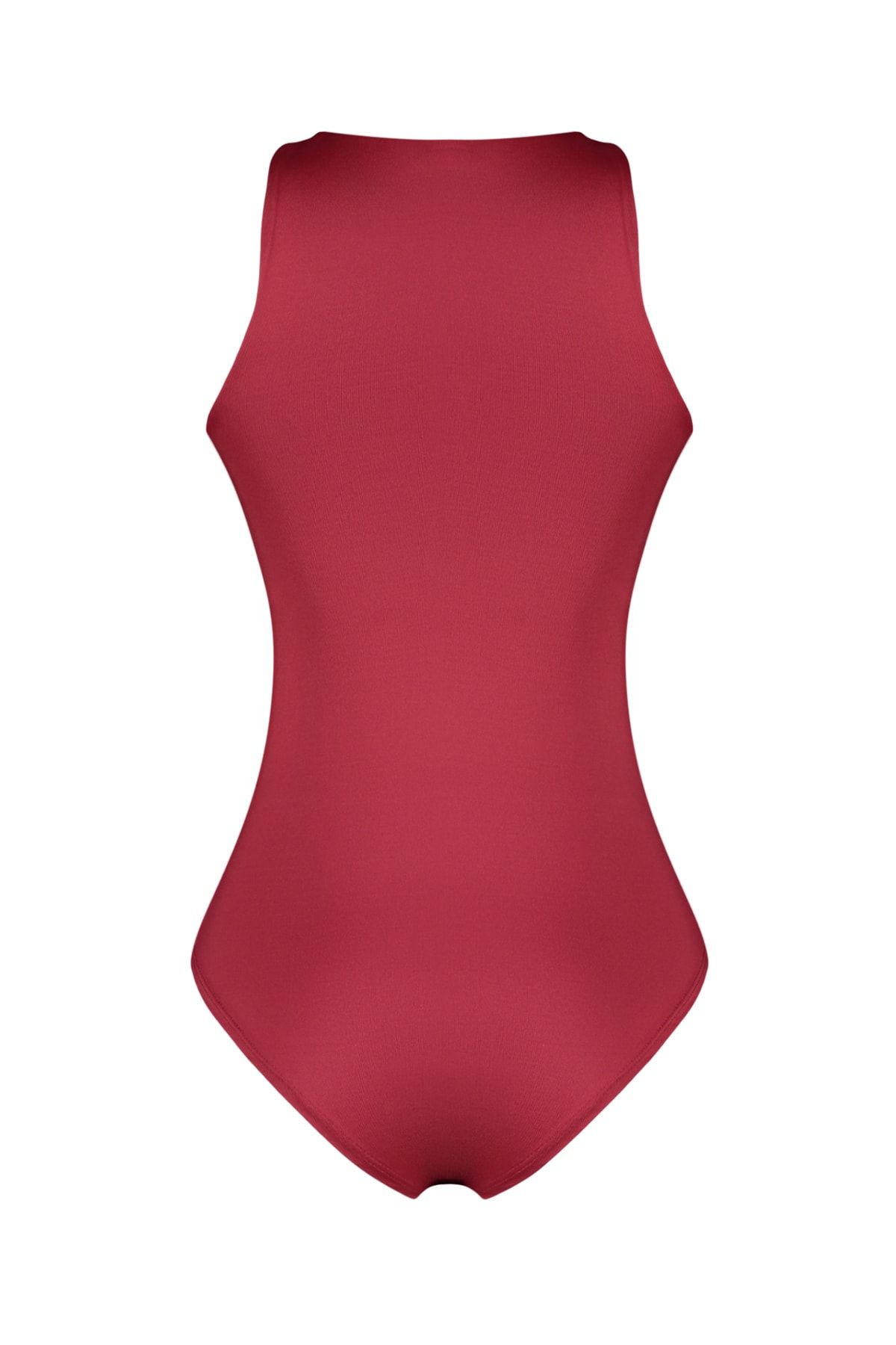 Trendyol Collection-Weinroter Neckholder-Body aus Stretch-Strick mit Druckknöpfen TWOSS20BD0044 6
