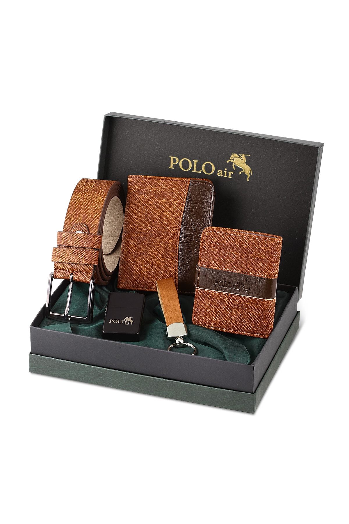 کیف پول مردانه کارت کمربند مقدس کیتچین سبک تر تنظیم شده در جعبه هدیه polo air