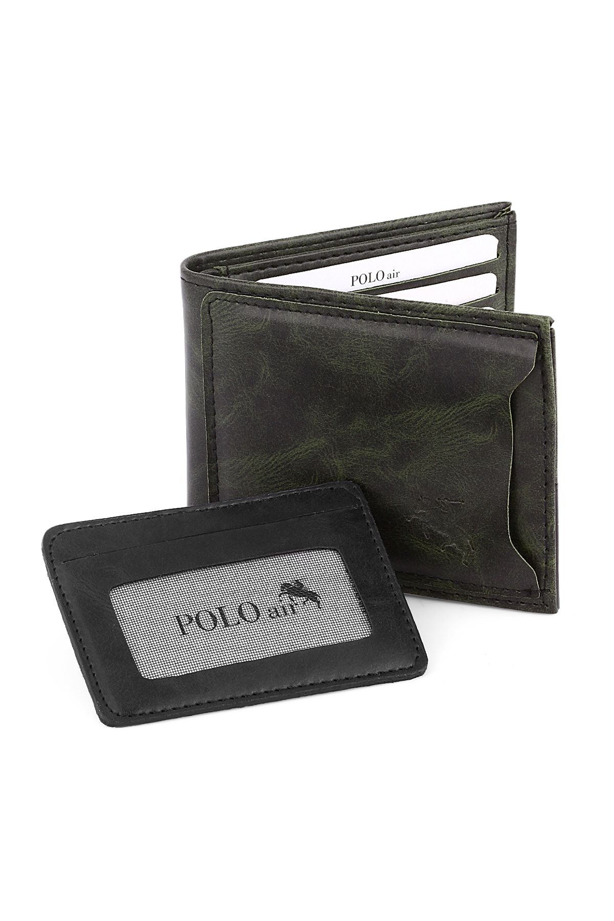 کیف پول مردانه کارت کمربند مجموعه مقدس سبک سبز در جعبه هدیه polo air