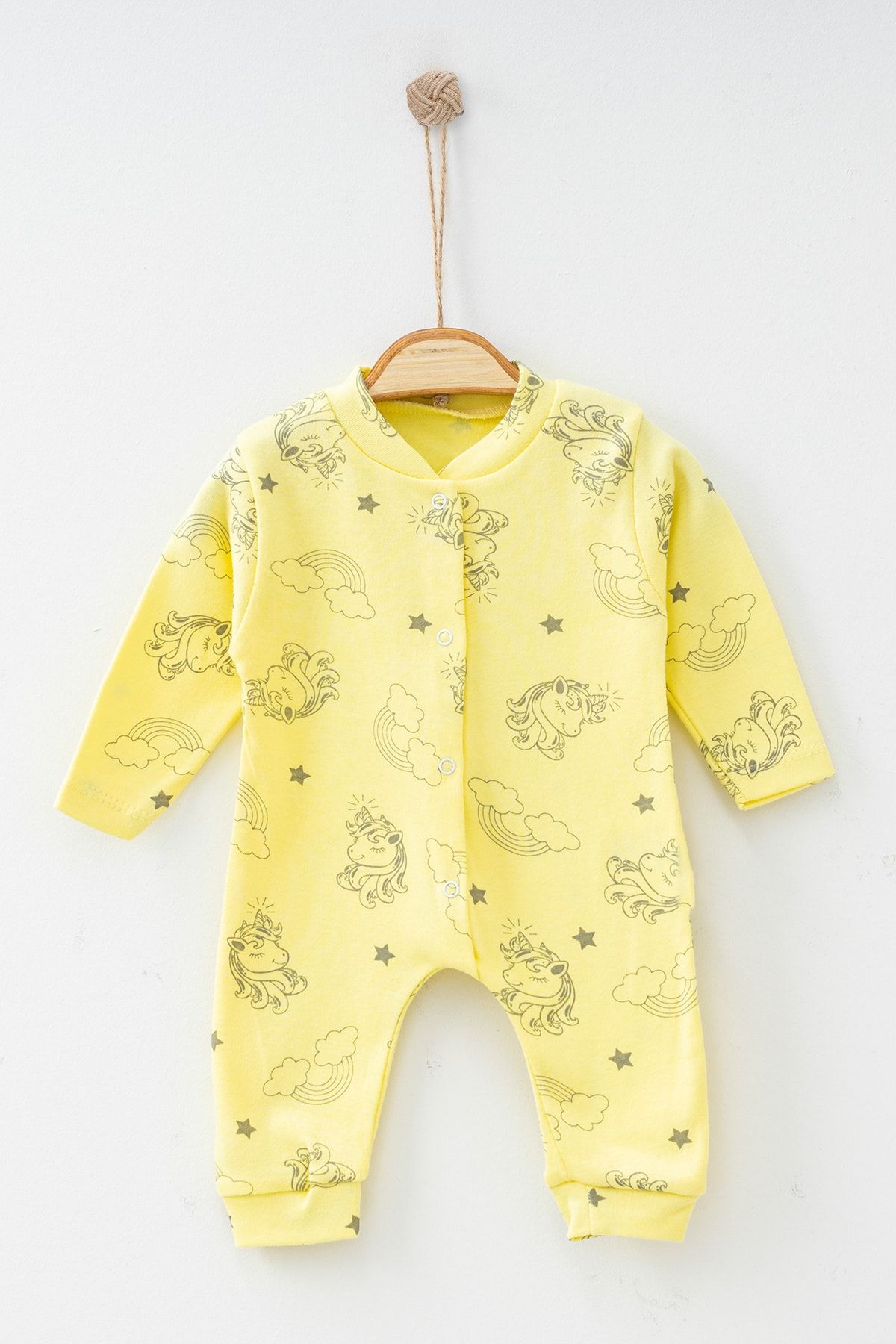 ADABEBEK 100 Cotton Rainbow Unicorn Cuffed Jumpsuit Trendyol