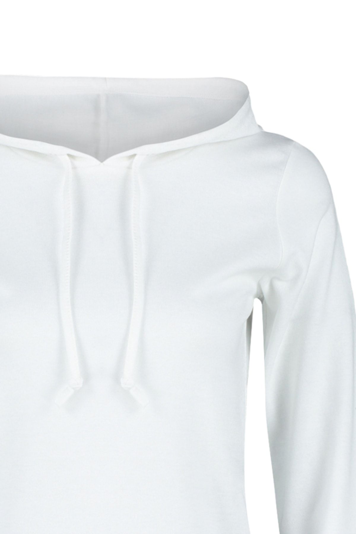 Trendyol Collection-Базовий світшот з капюшоном екрю TWOAW20SW0059 з тонким ормом TWOAW20SW0059 7