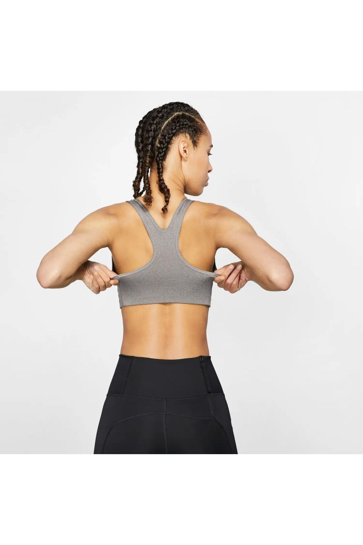 Nike Swoosh Futura Gray Women's Sports Bra - Trendyol