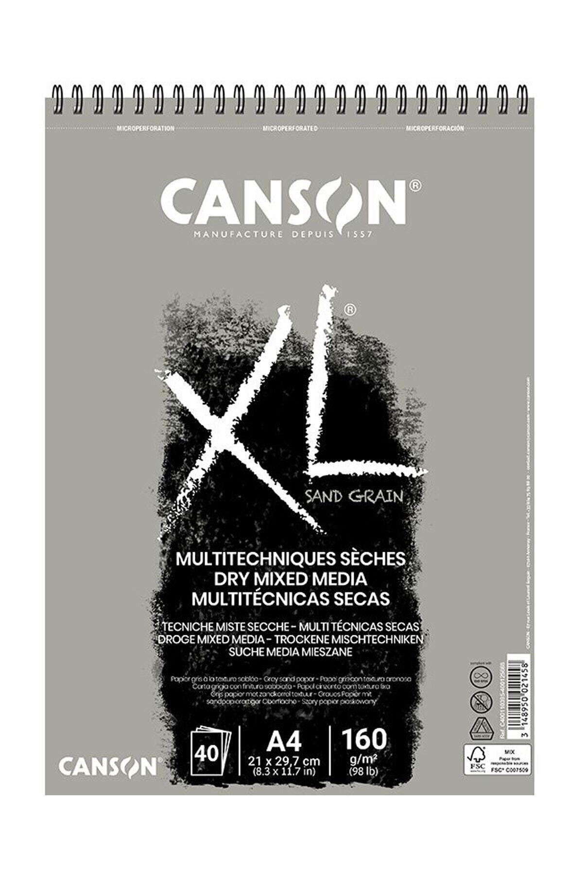 Canson Xl Dry Mix Media Grey Sand Paper Spiralli Defter 40 Yaprak