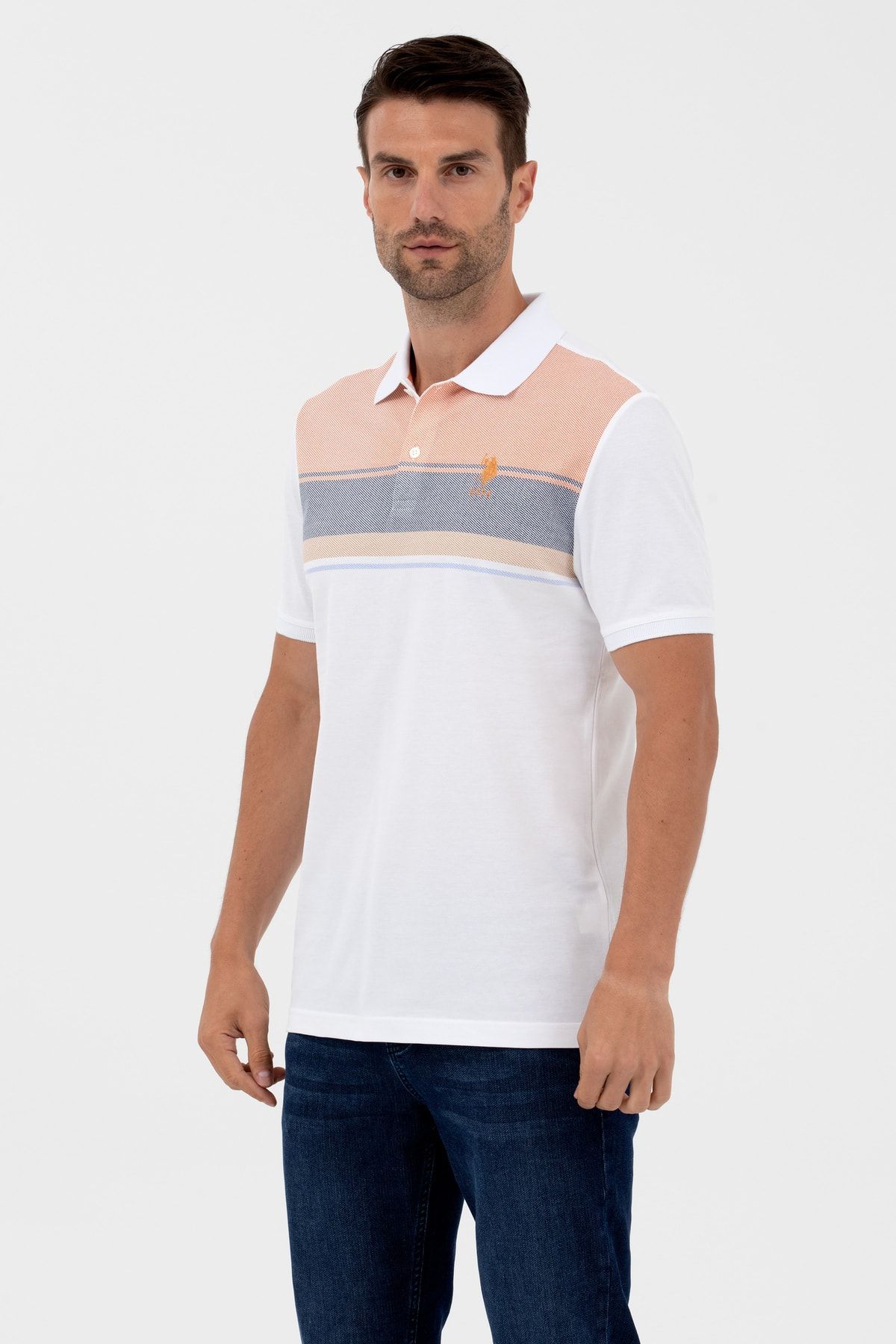 U.S. Polo Assn. پایه. پولو اسن. تی شرت مردانه یقه دار 100% پنبه 1573111