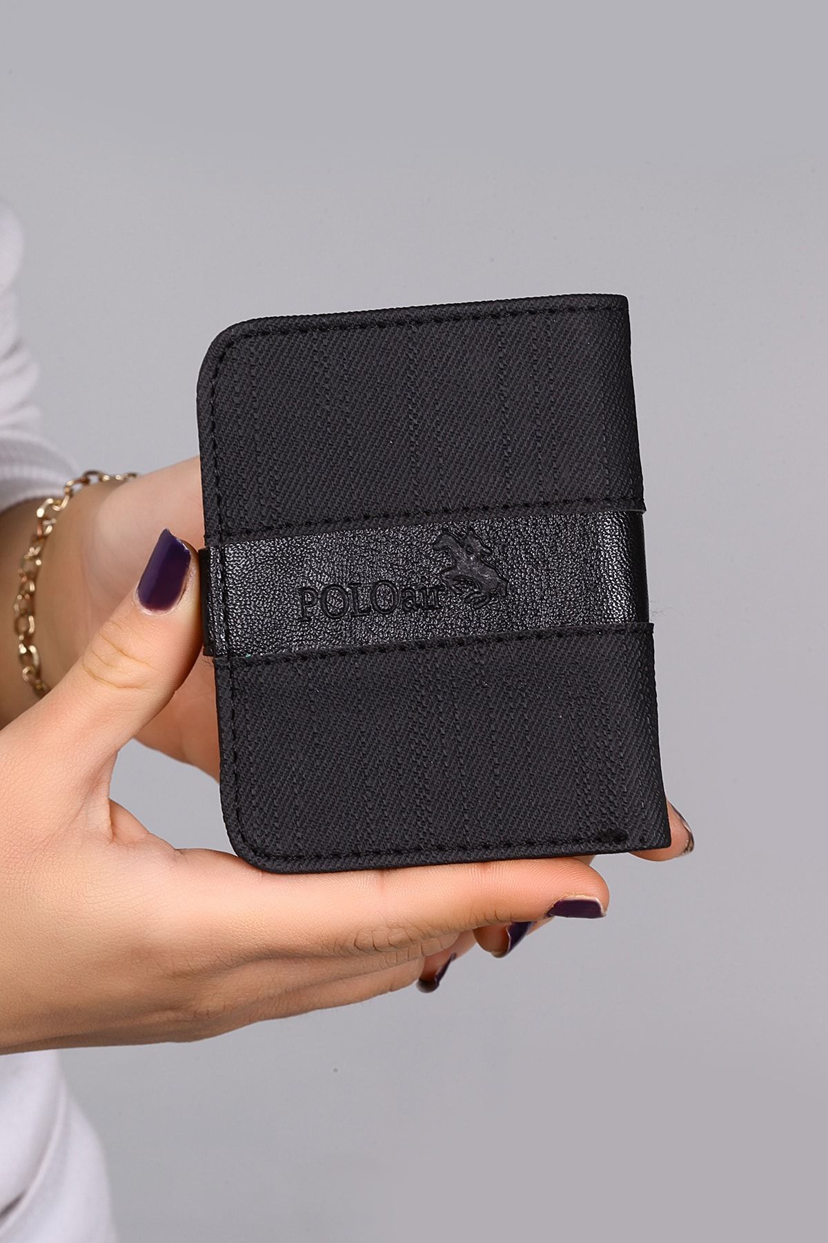 کیف پول مردانه کارت کمربند مجموعه سیاه در جعبه هدیه polo air