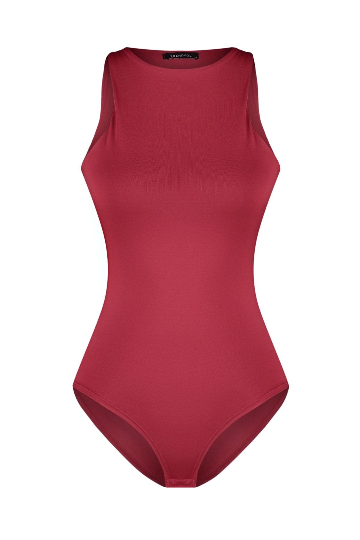 Trendyol Collection-Weinroter Neckholder-Body aus Stretch-Strick mit Druckknöpfen TWOSS20BD0044 4
