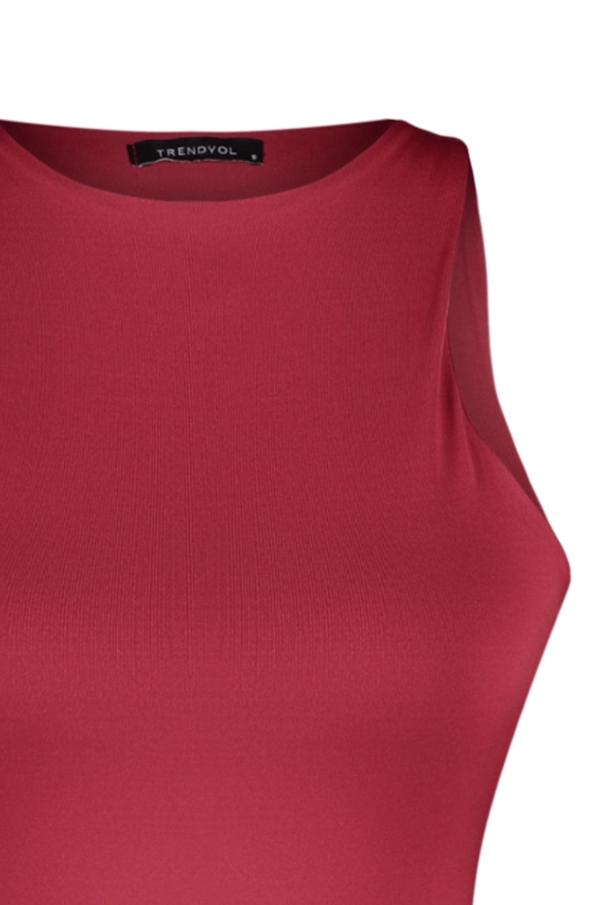 Trendyol Collection-Weinroter Neckholder-Body aus Stretch-Strick mit Druckknöpfen TWOSS20BD0044 5