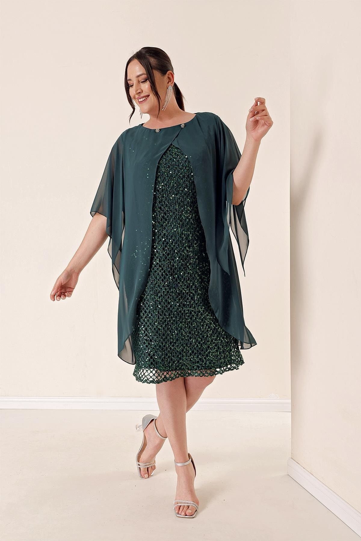 Chiffon cape store dress plus size