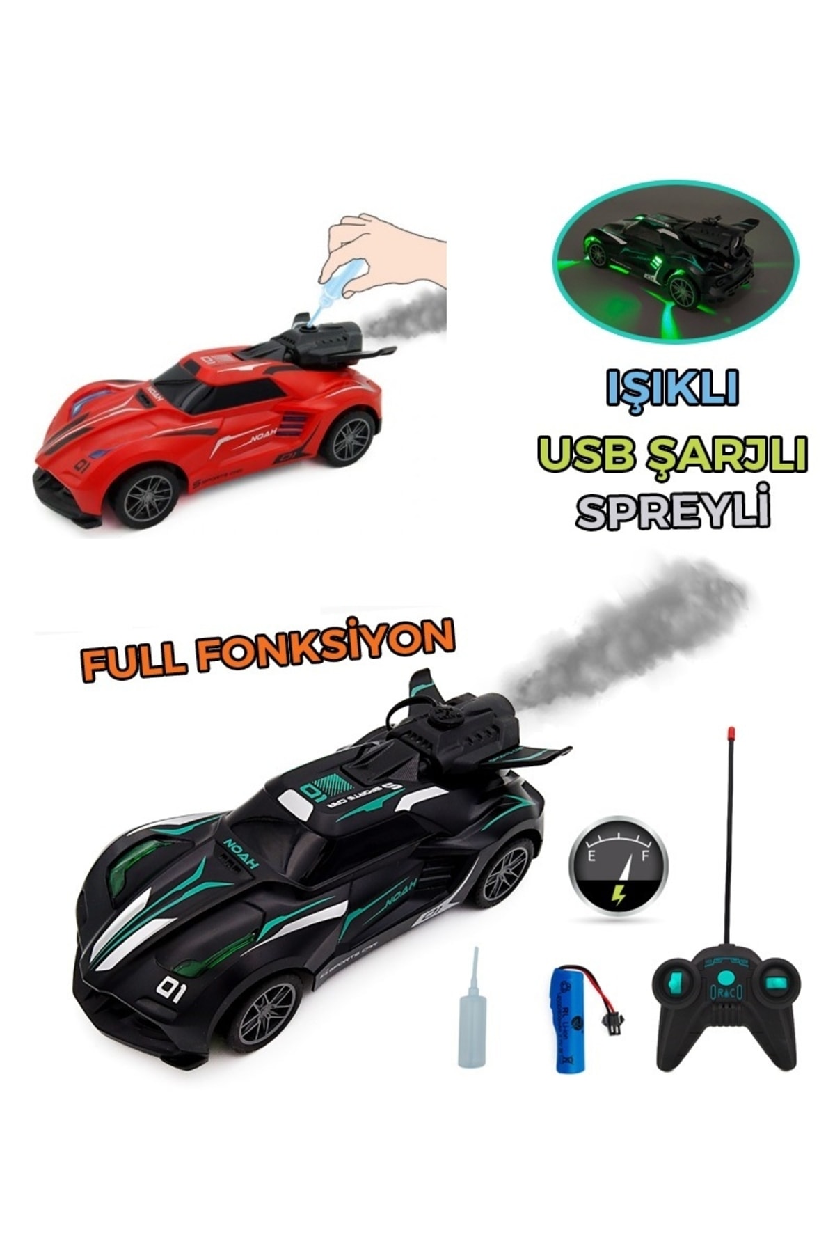LRS STORE Uzaktan Kumandalı Şarjlı Araba Buhar Çıkaran Nitro Yarış