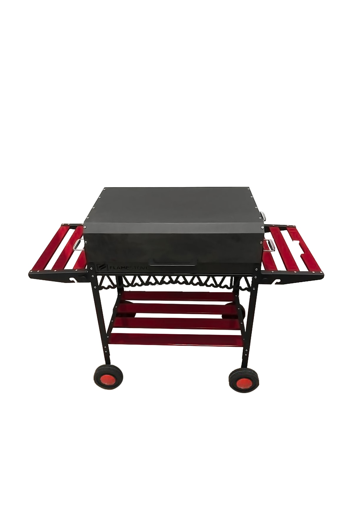 Tekerlekli Izgara Ayarlı Kapaklı Kalın Sac Emaye Ultra Lüx Barbekü Mangal (kırmızı)