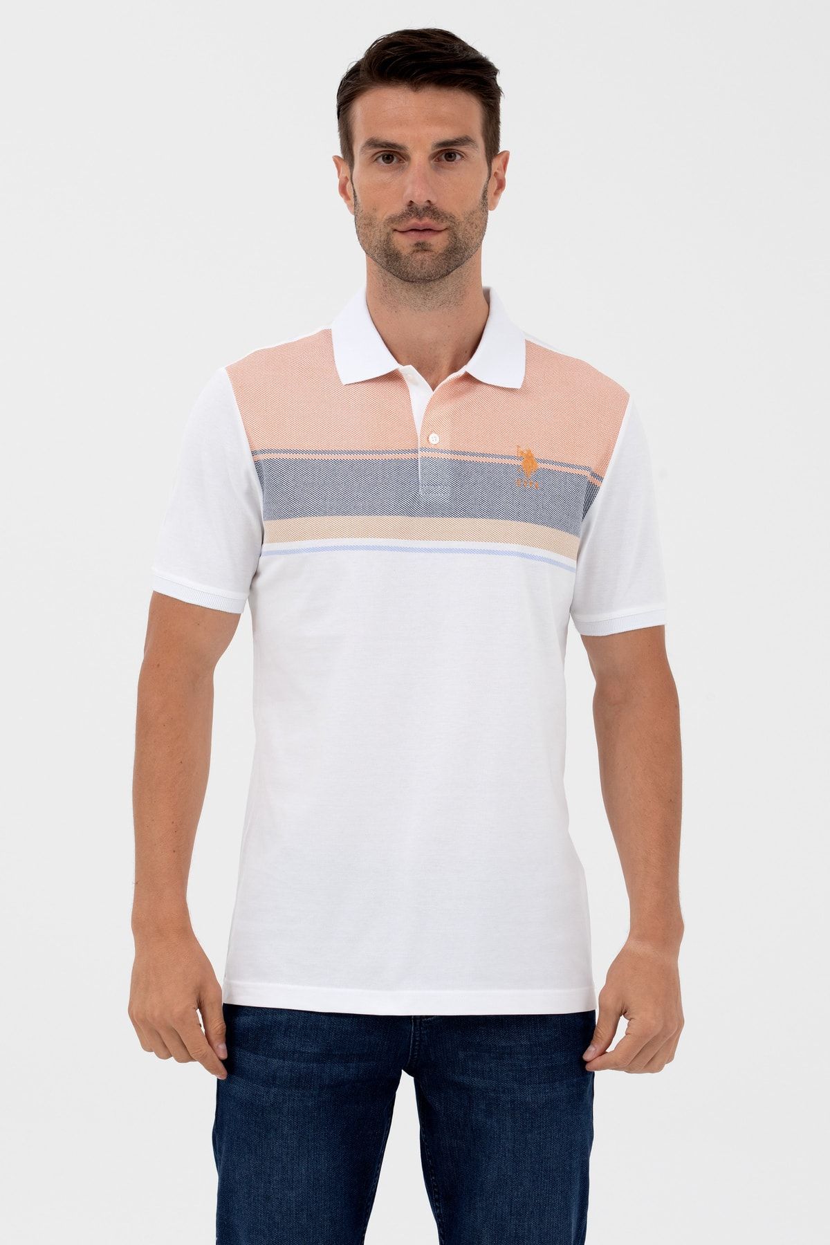 U.S. Polo Assn. پایه. پولو اسن. تی شرت مردانه یقه دار 100% پنبه 1573111