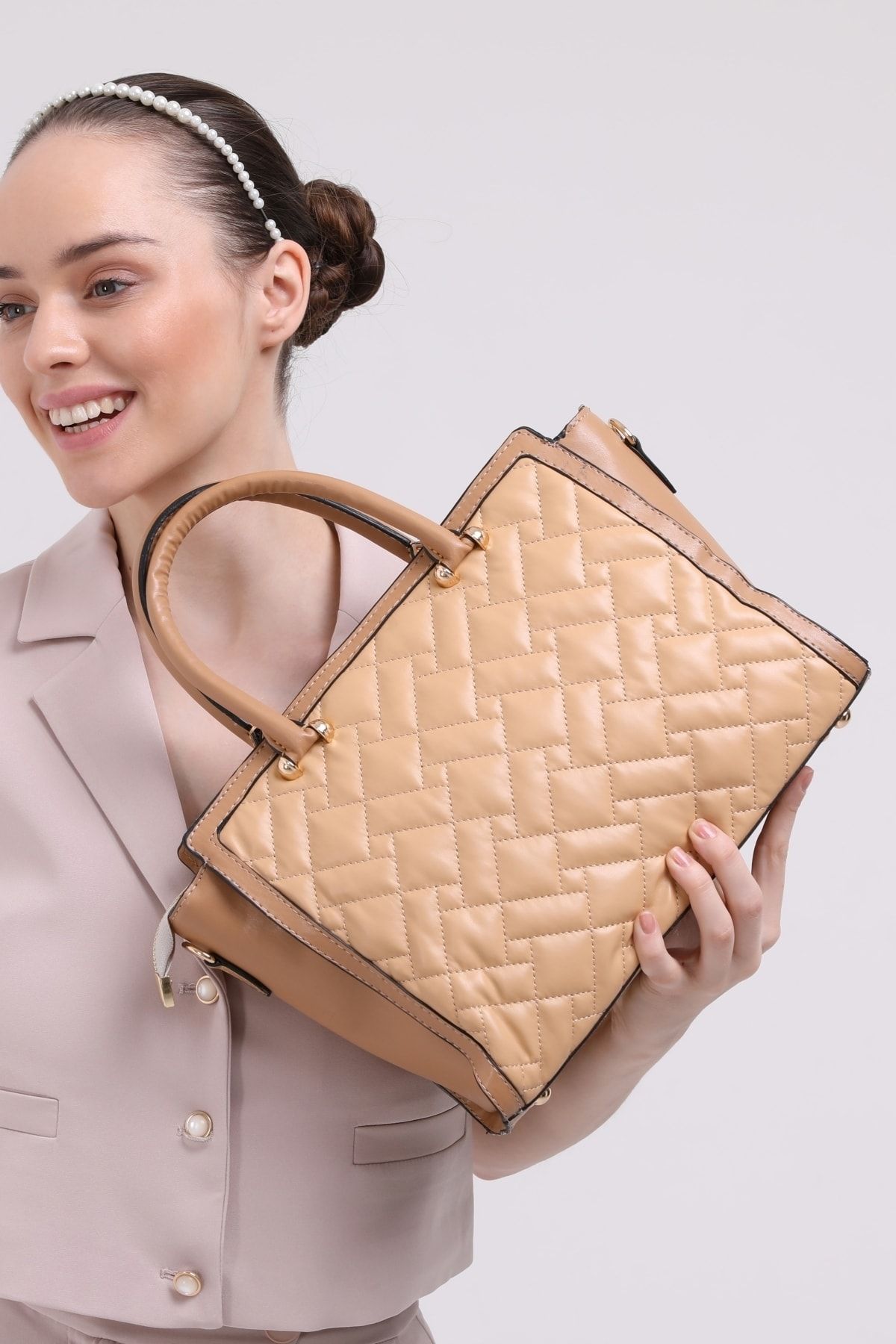 Quilted shop nude bag