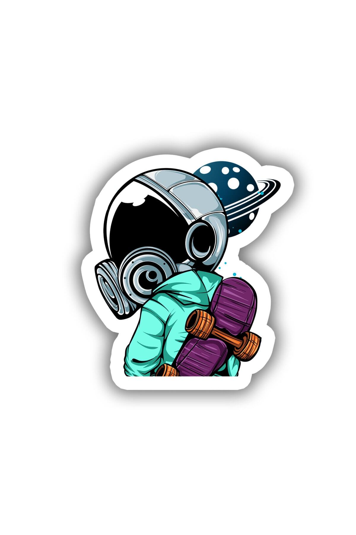 artpap Şehirli Kayakçı Astronot Sticker Telefon Laptop Defter
