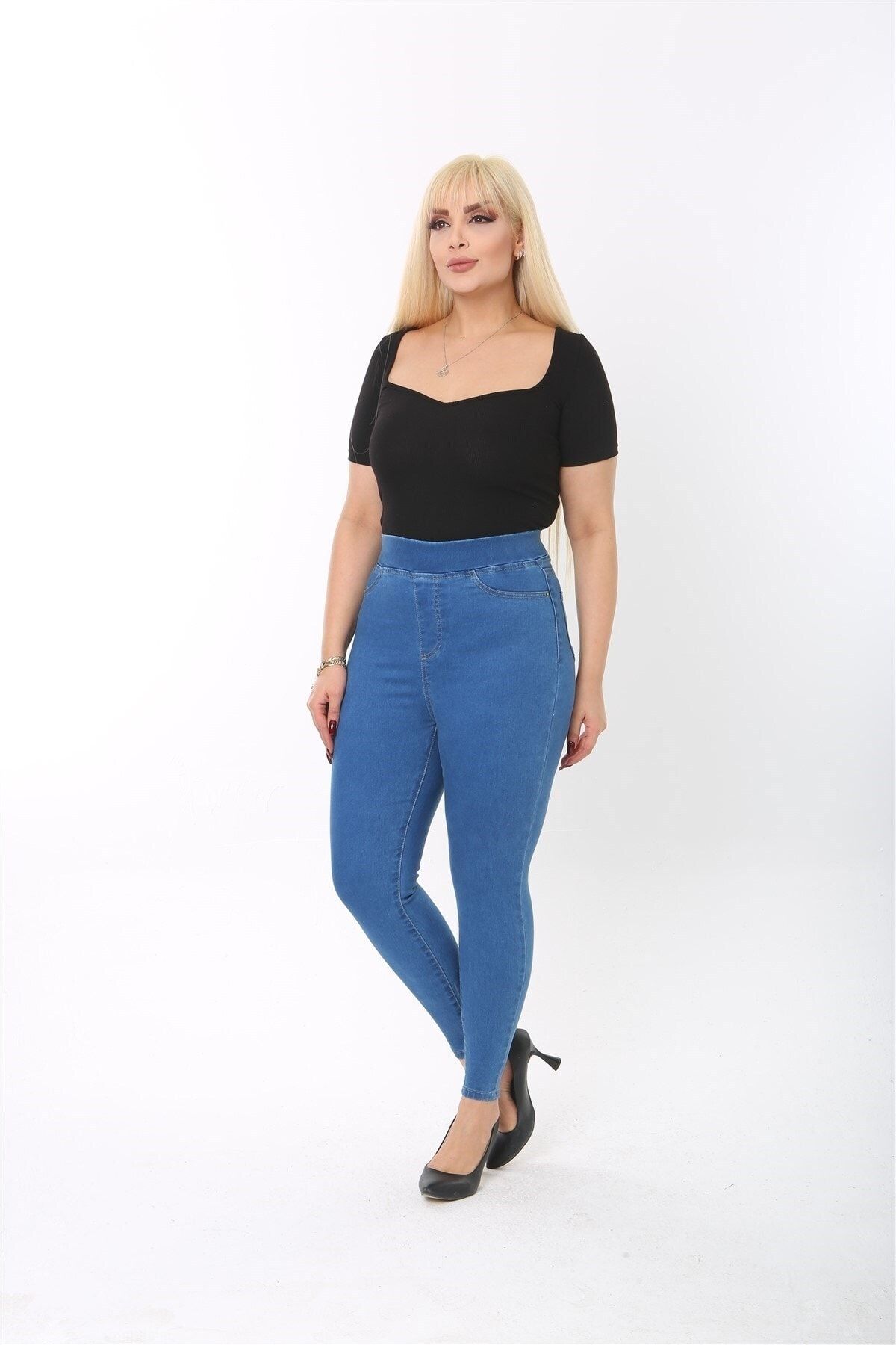 Dark blue denim leggings discount