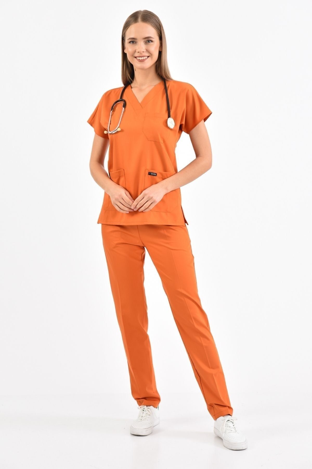 Owlet Medikal-Set uniformă de medic și asistentă chirurgicală portocalie din Lycra 2