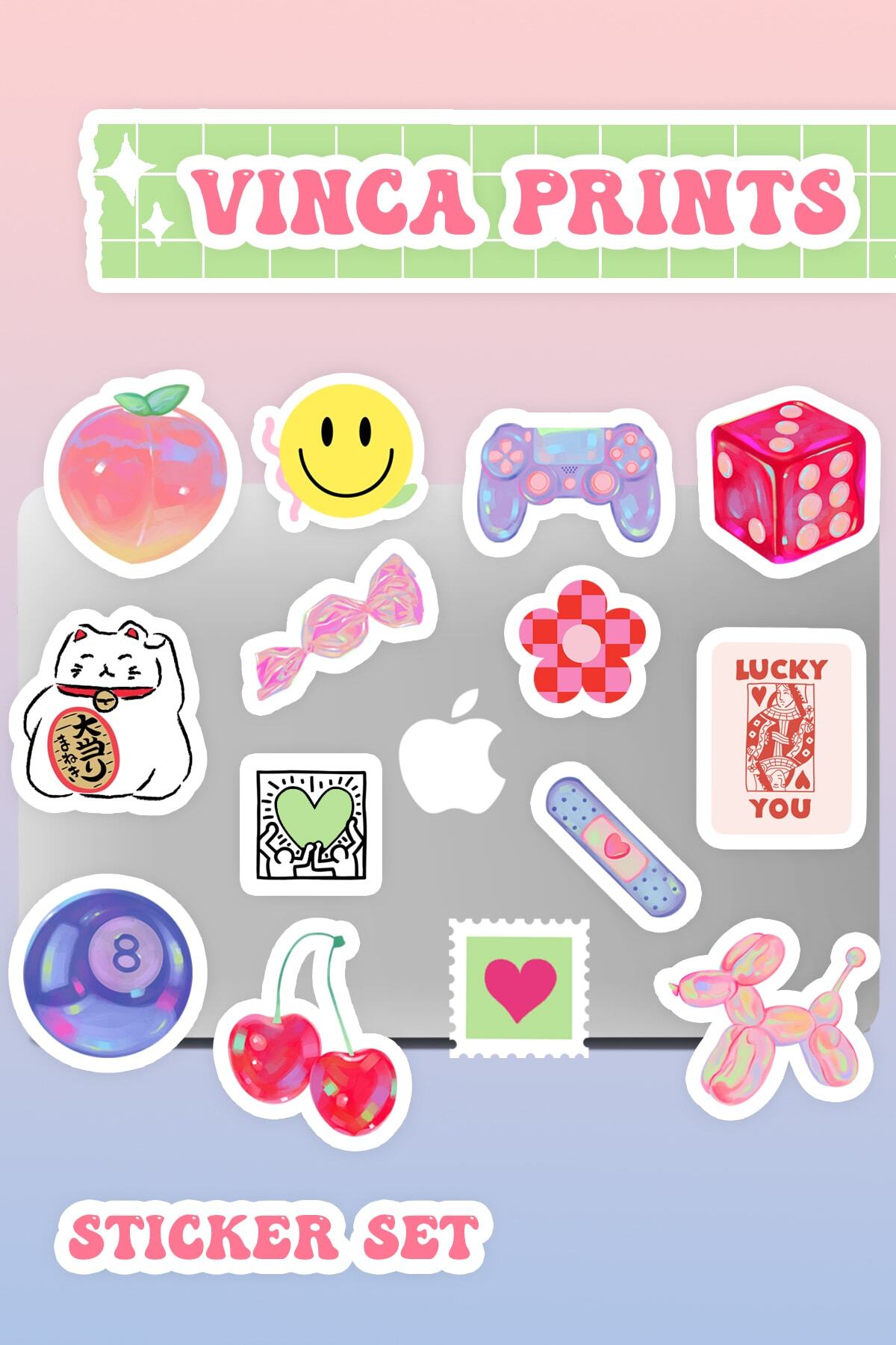 Vinca Prints Laptop Sticker Seti 14 Adet Sticker Macbook Notebook