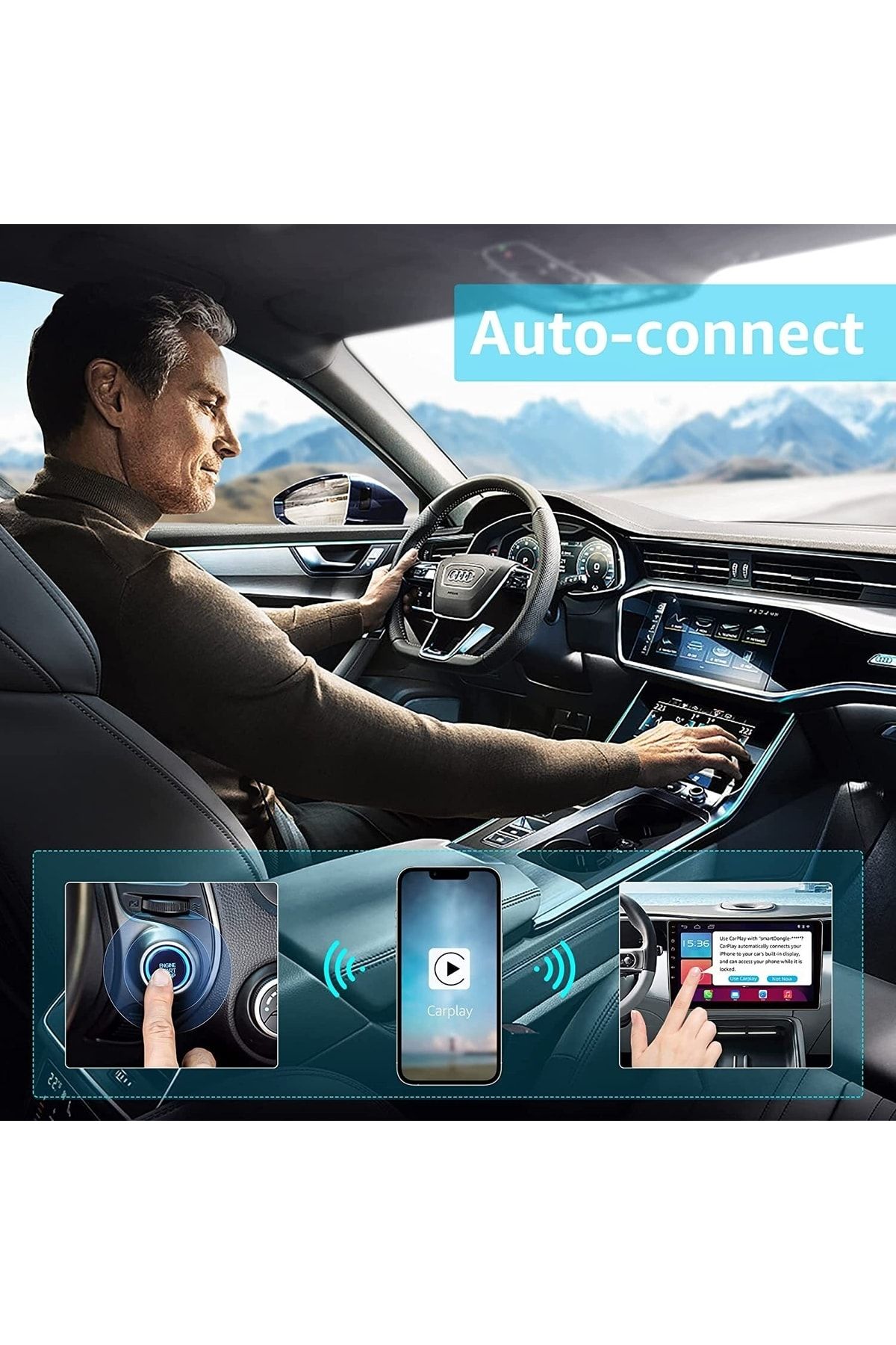 teknosepetim-Wireless Carplay Adapter Wireless Auto Vehicle Car Play Plug and Play Dongle Usb-c For Android Phone 4