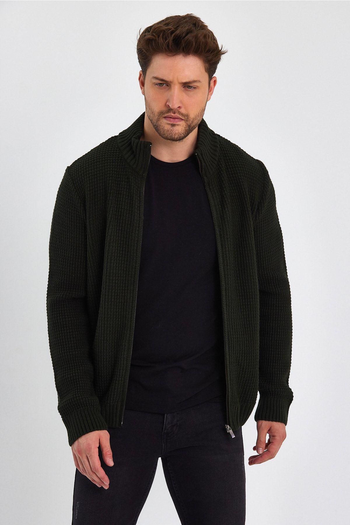 Khaki cheap cardigan mens
