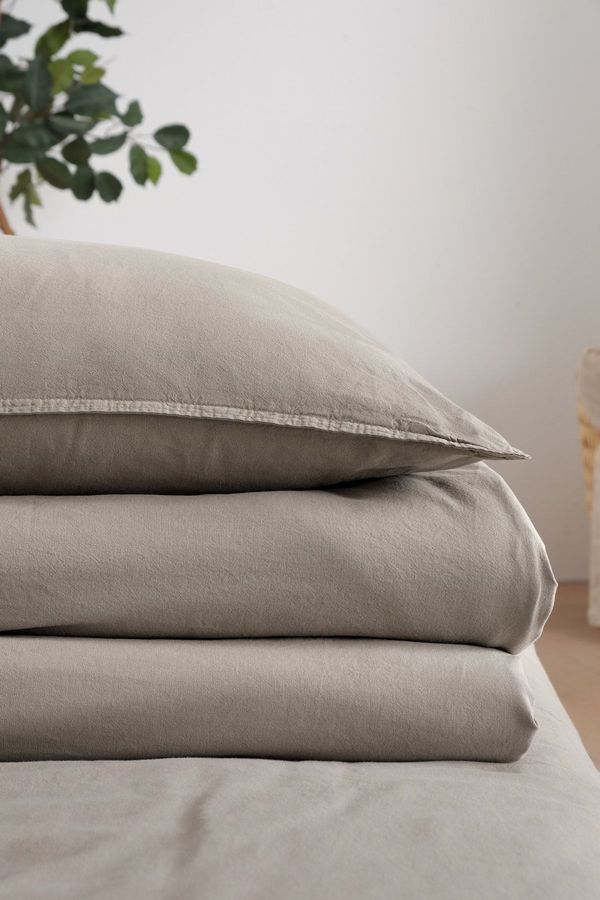 کاور لحاف یک نفره خاکستری Mono Uno 404 100 ٪ پنبه اضافی ، شسته شده مجموعه پوشش دوتایی تک COTTONMANIA