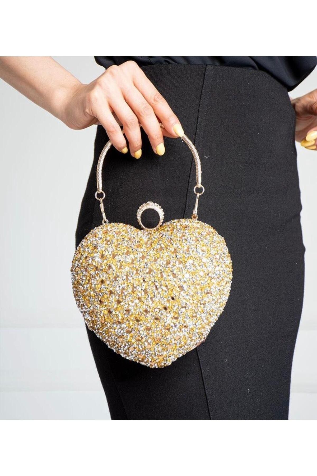 Plain gold shop clutch bag