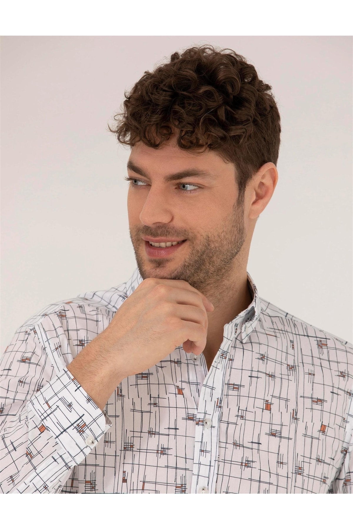 پیراهن مردانه سفید پیرکاردین | G021SZ011.000.1567290.VR205 اورجینال - تصویر 5