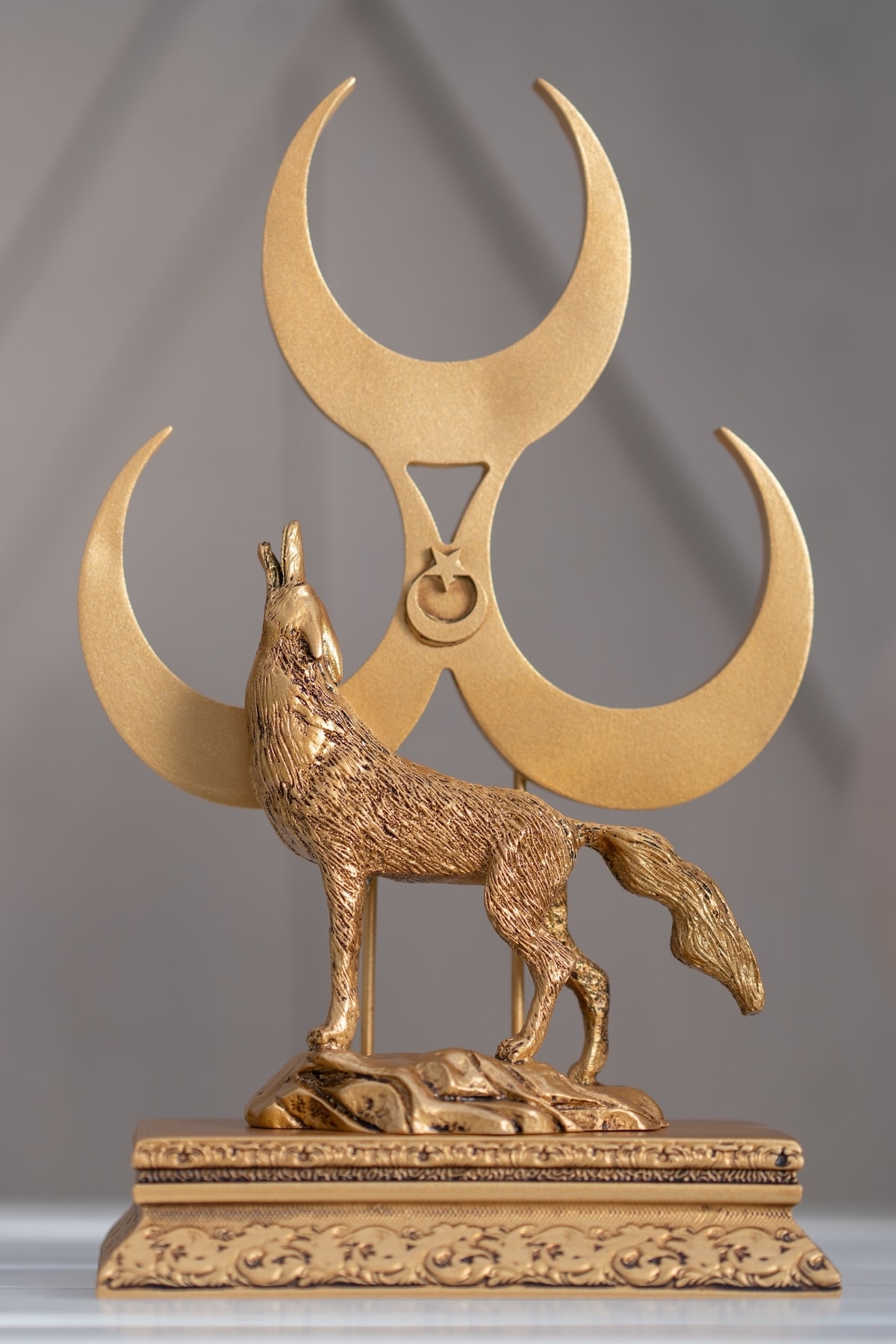 Three Crescent Wolf Figure Custom Design