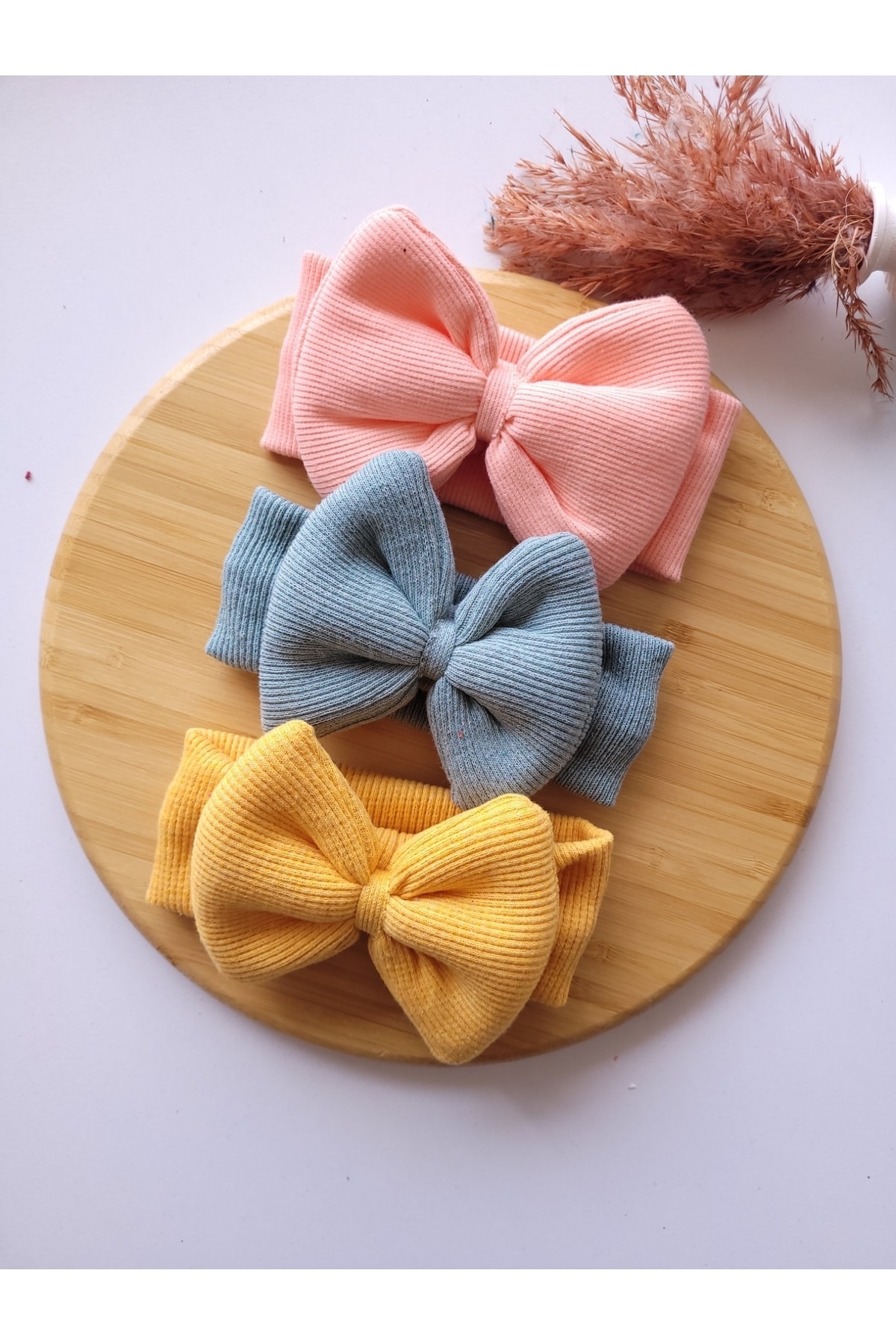 SeherBebeButik Kız Bebek & Çocuk Fiyonklu Bandana 3'lü Set