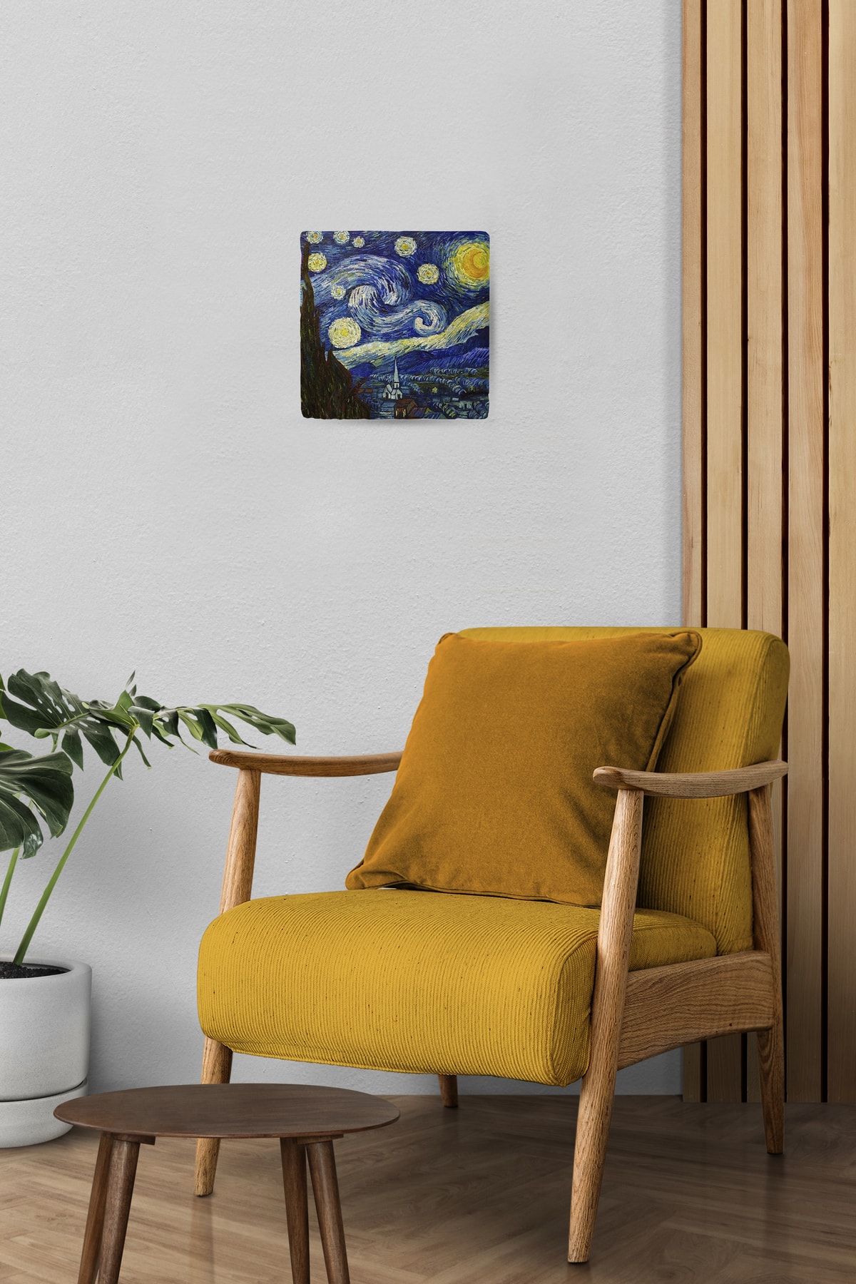 Natural Stone Wall Decor 20x20cm Painting - Van Gogh Printed