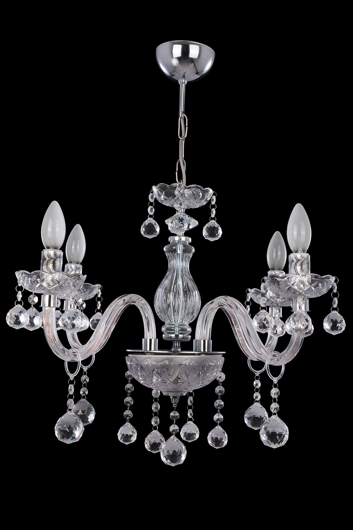 Luxurious Glass Arm 4-Piece Transparent Glass Chandelier